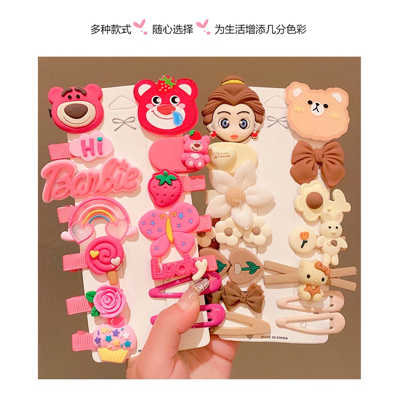 Kẹp Tóc Hình Ngôi Sao / Trái Dâu / Chú Gấu Phong Cách Mới 2023 Dành Cho Bé Gái