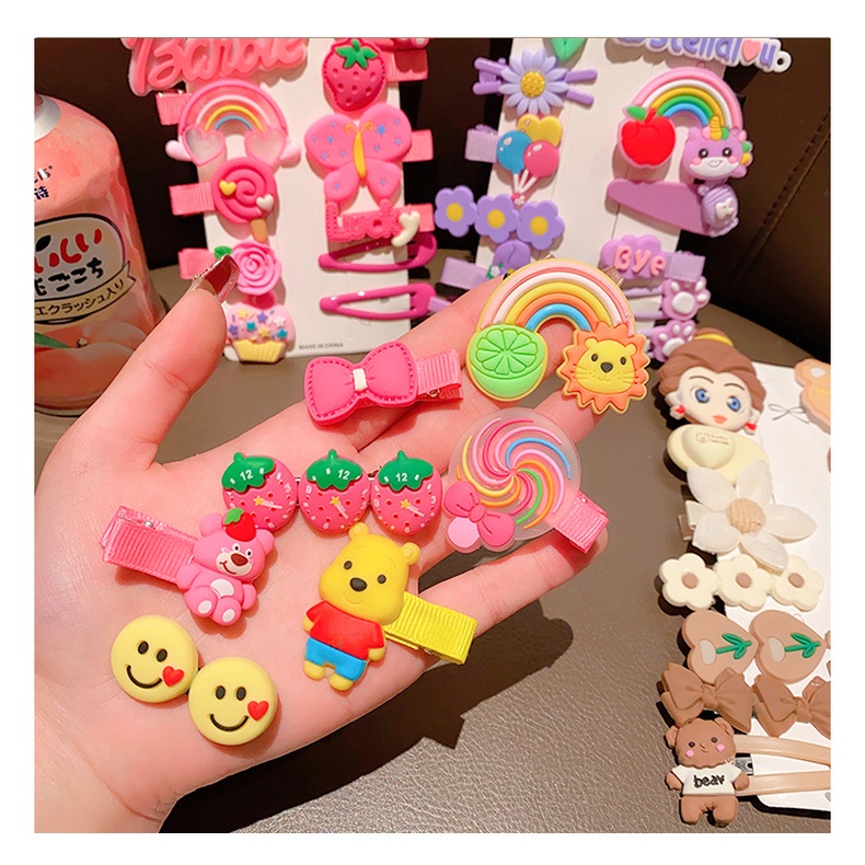 Kẹp Tóc Hình Ngôi Sao / Trái Dâu / Chú Gấu Phong Cách Mới 2023 Dành Cho Bé Gái