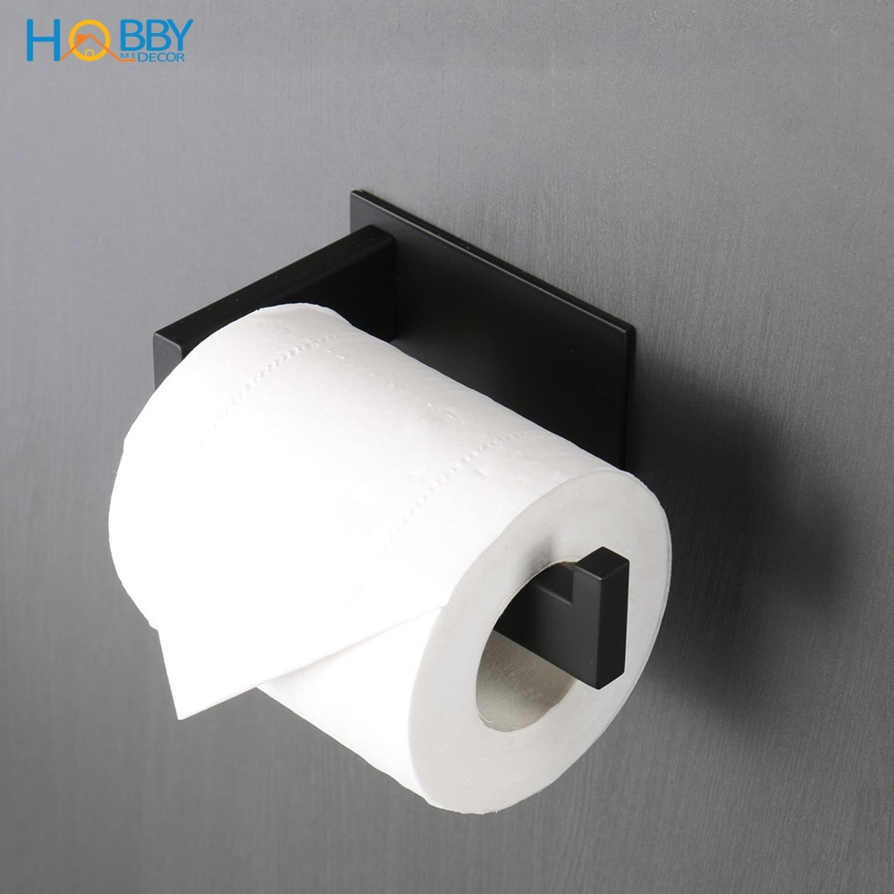 Kệ để cuộn giấy vệ sinh toilet màu đen dán tường gạch men Hobby Home Decor G20 inox 304 kèm keo dán