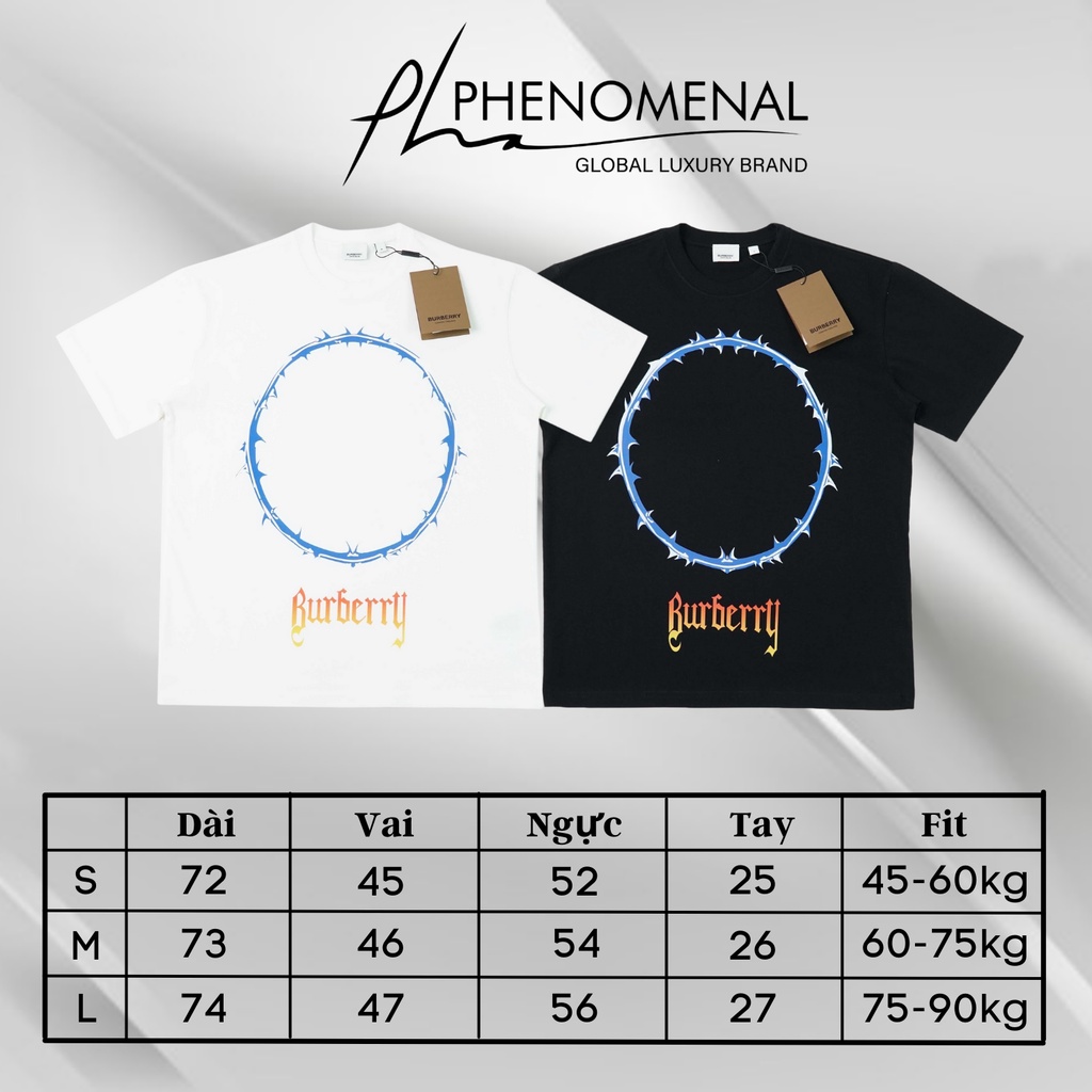 ÁO THUN BURBERRY THORN AND LOGO , ÁO THUN BBR VÒNG TRÒN GAI NAM NỮ UNISEX