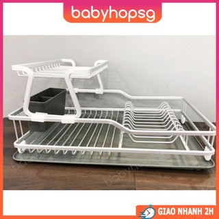 Kệ chén dĩa bằng nhôm lock&lock ldr205 59x38x13cm màu xám sang trọng - babyhopsg