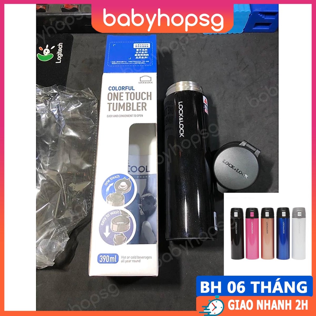 Bình giữ nhiệt Lock&Lock Colorful One Touch Tumbler LHC3222 390ML nhiều màu, nhỏ gọn - BABYHOPSG