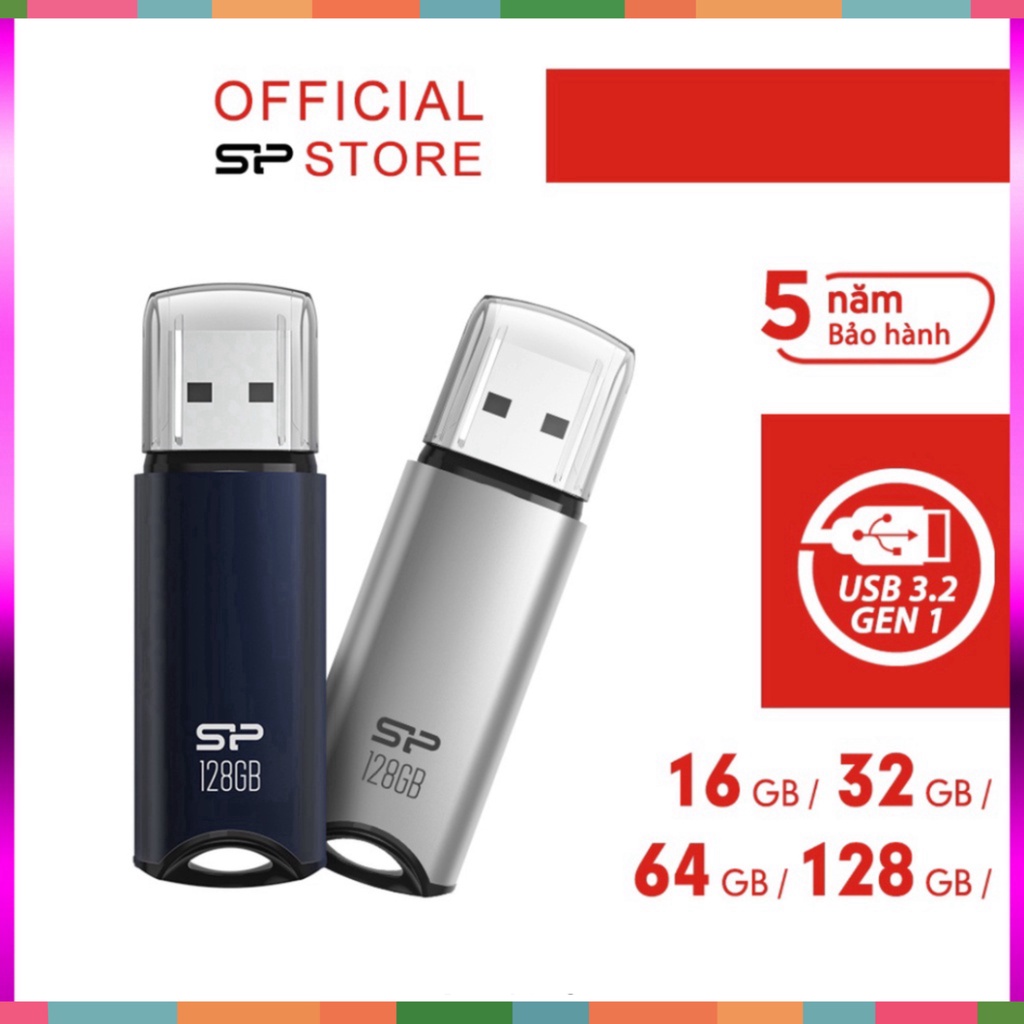 USB 3.0 Silicon Power Marvel M02 Hỗ trợ cổng USB 3.2 Gen 1 16GB/32GB/64GB/128GB -BH 5 năm - Giảm giá sốc