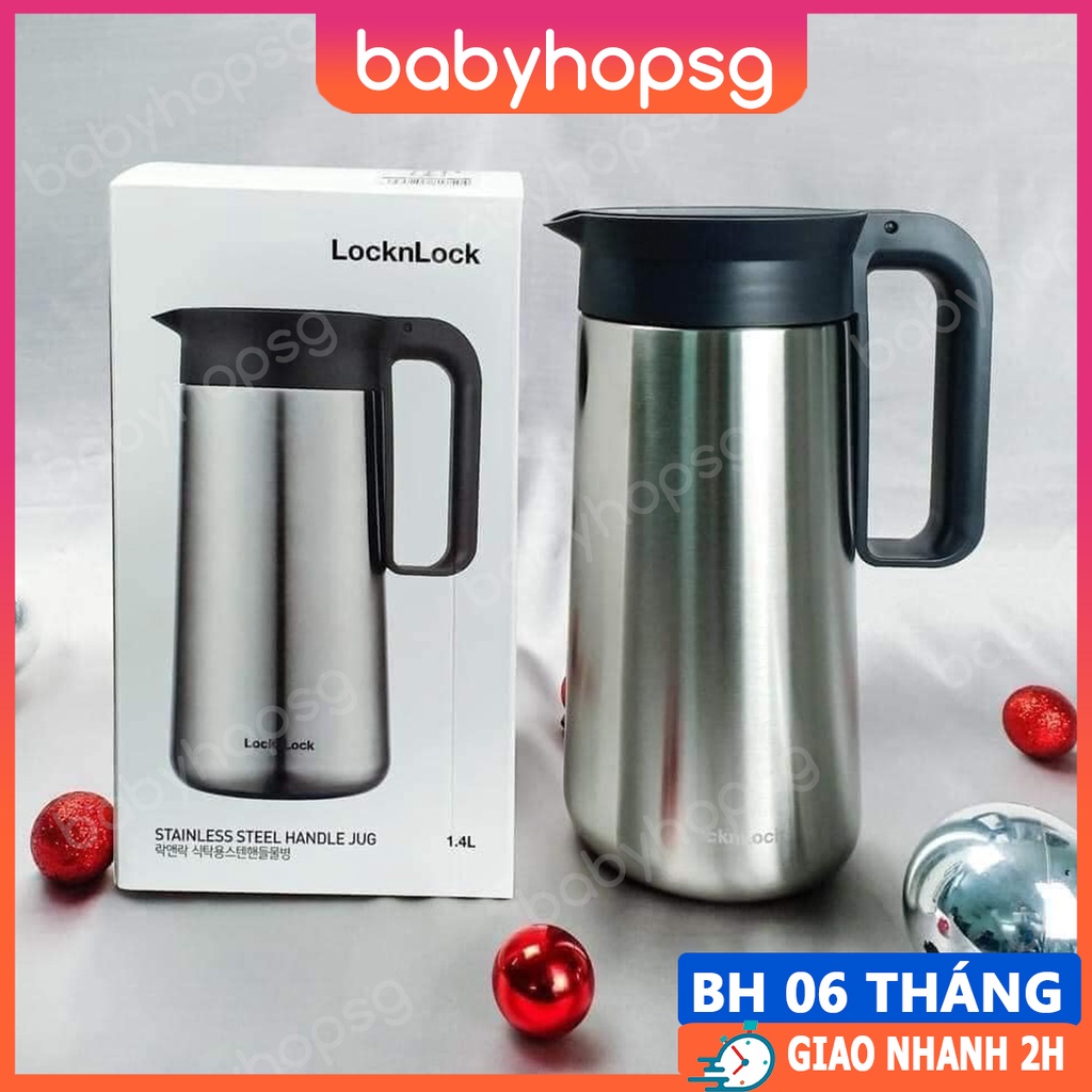 Bình nước bằng thép không gỉ có quai cầm Lock&Lock LHC7002SLV 1.4L - BABYHOPSG