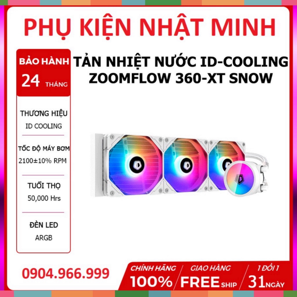 BỘ TẢN NHIỆT NƯỚC ID-COOLING ZOOMFLOW 360-XT SNOW Siêu đẹp dùng cho cả intel và AMD Chính hãng BH 24 tháng - Giảm giá số