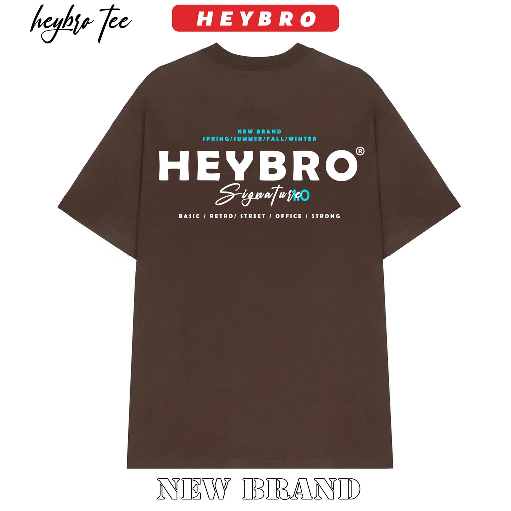 Áo thun nam nữ unisex tay lỡ form rộng oversize local brand HEYBRO / Signature Ver1