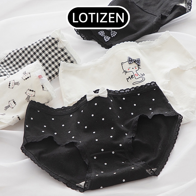 Quần lót nữ cotton combo 5 màu thiết kế mèo cute 306