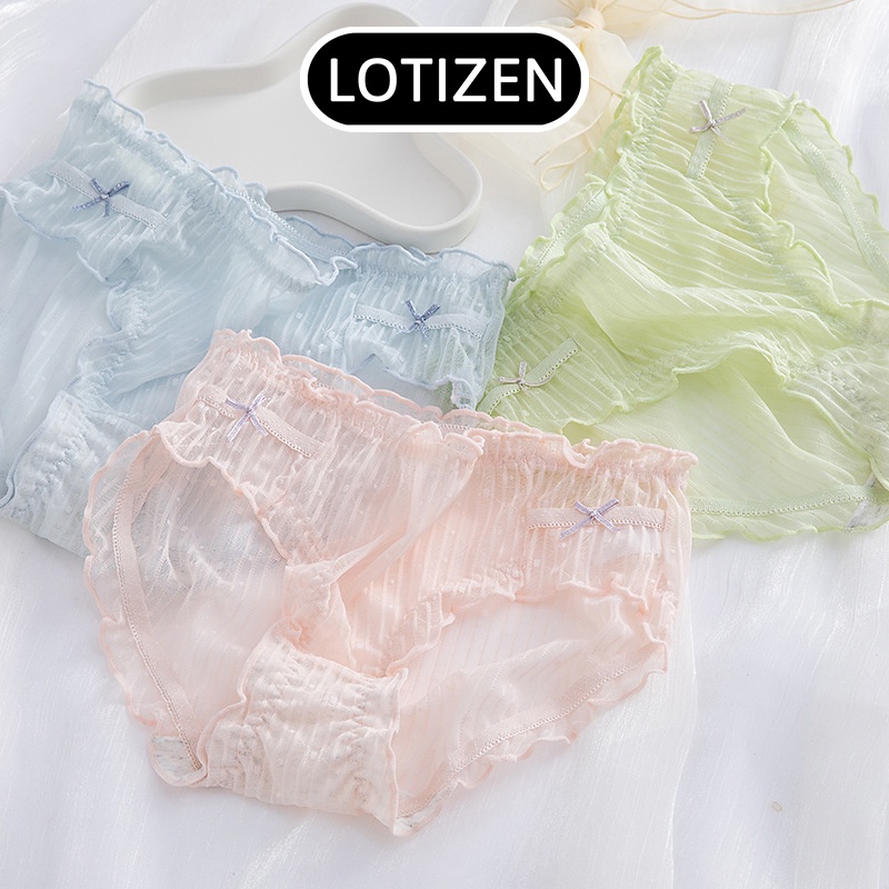 Quần lót nữ thun lạnh đính nơ đáng yêu xuyên thấu quyến rũ 363