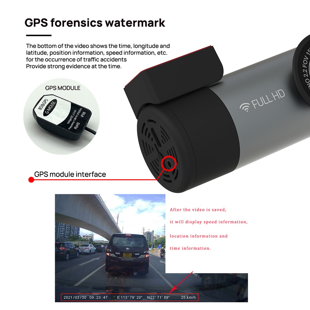 Cam Hành Trình DVR 1080P Dashcam FullHD camera hành trình ô tô gps wifi tốt lưu tốc độ