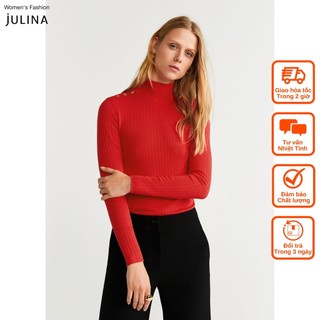 Áo thun cổ lọ dài tay màu đỏ MNG jf847 - Size L