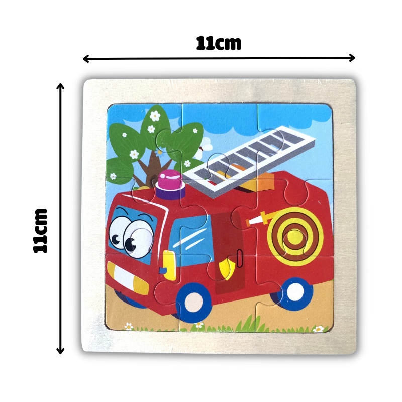 Tranh Ghép Gỗ 9 Miếng Kích Thước 11x11cm Nhiều Chủ Đề Cho Bé Khám Phá Động Vật và Phương Tiện Xung Quanh