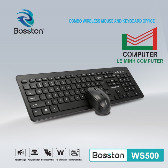 Combo bàn phím chuột CHÍNH HÃNG BOSSTON WS500 (Kèm pin)