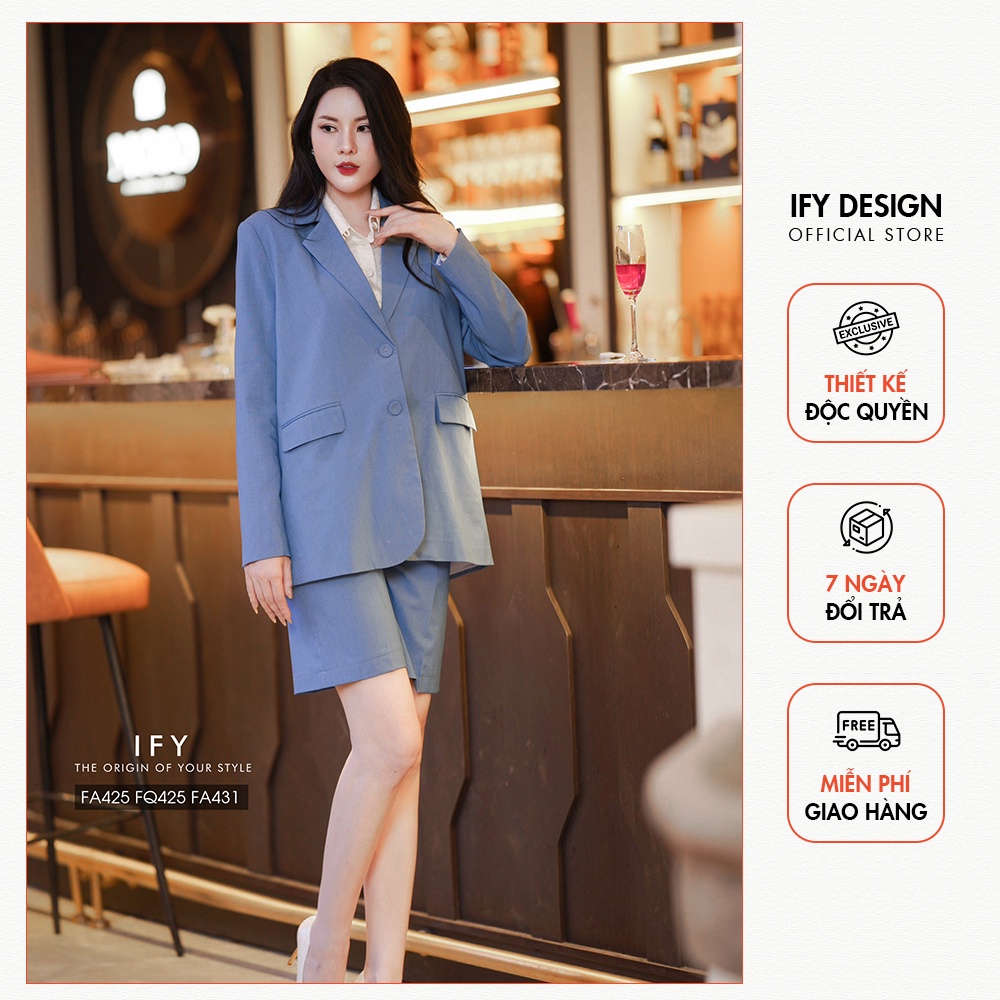 Set áo vest oversize vai rộng nữ cao cấp, quần short suông sporty thương hiệu IFY DESIGN - AO0117 QU0069