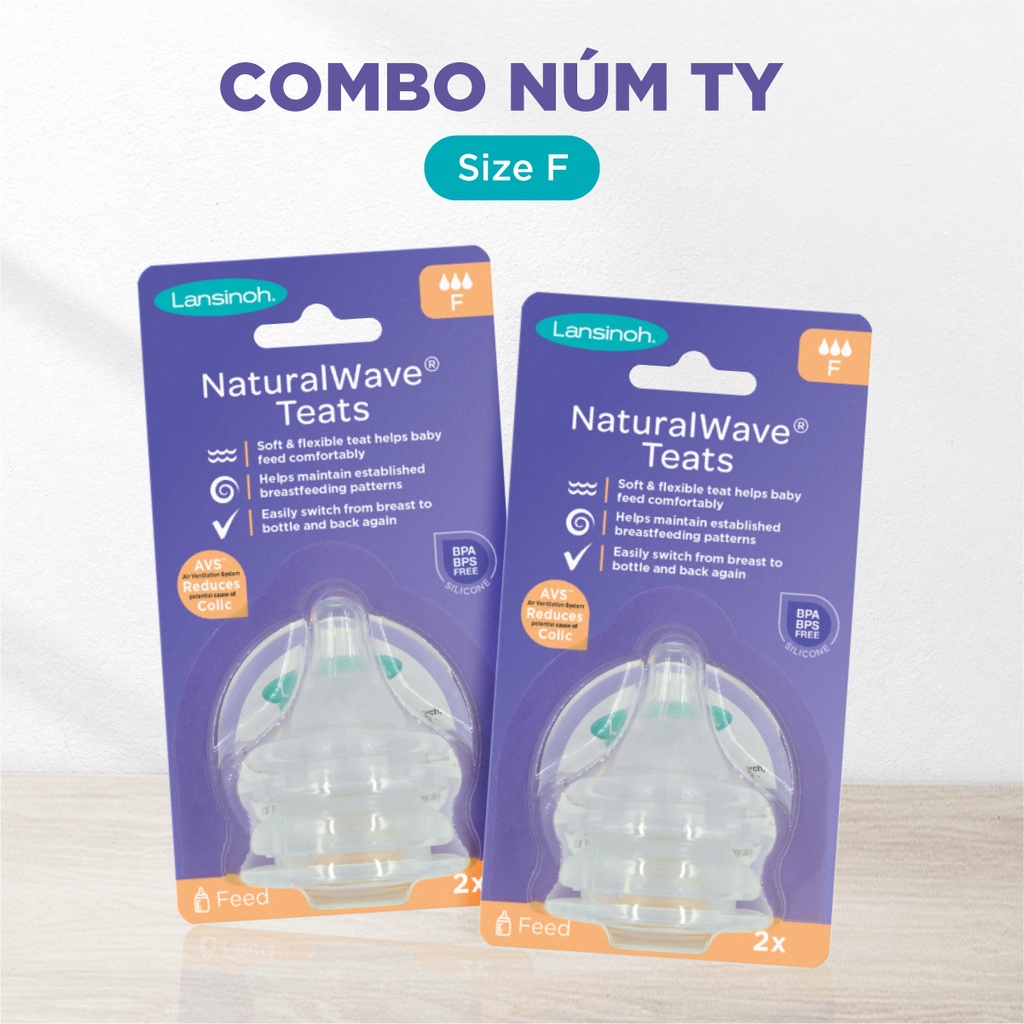 Combo 2 Núm Ty Cổ Rộng Lansinoh Size F