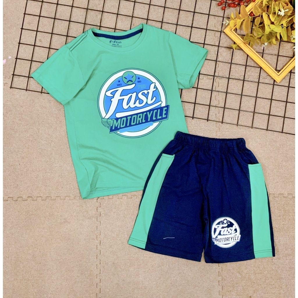 Bộ thun đùi mặc nhà bigsize cho bé trai, đồ bộ ngắn tay quần đùi cotton ngày hè cho bé