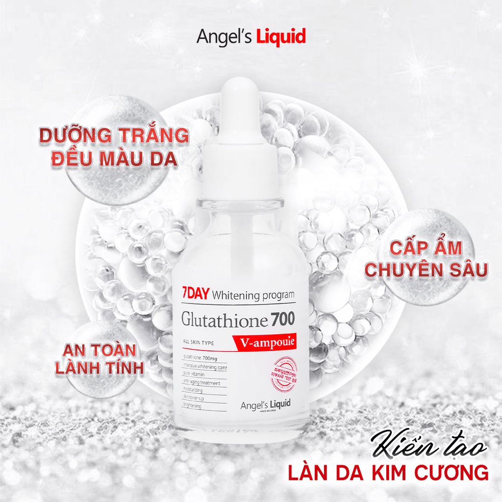 Serum dưỡng trắng và cấp ẩm Angel's Liquid 7Day Whitening Program Glutathione 700 V-Ample 30ml