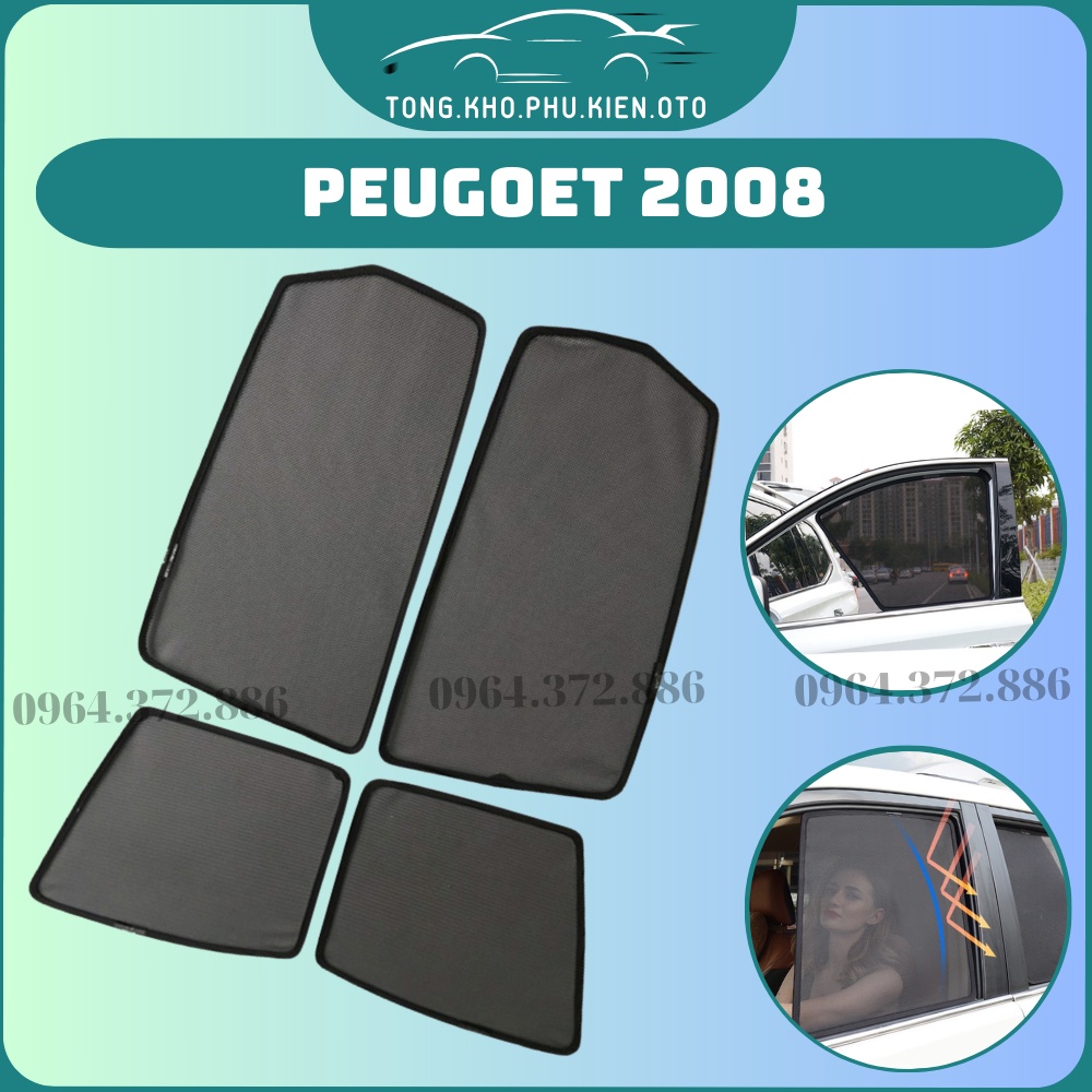 Rèm che nắng xe Peugeot 2008- Bộ 4 tấm 4 cửa chắn nắng vừa khít form xe, nam châm hút mạnh