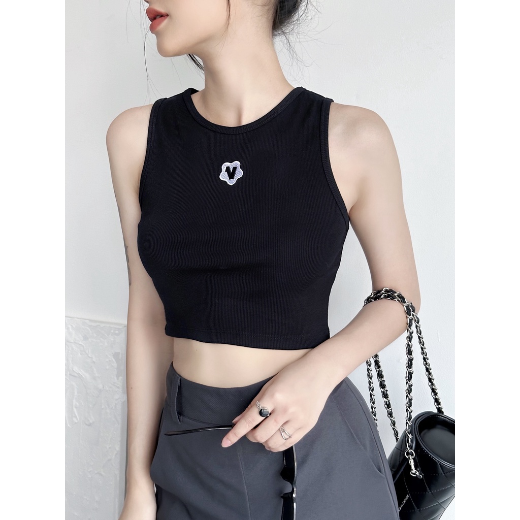 Áo croptop nữ ba lỗ Vicolas cổ tròn chất thun gân cotton co giãn ôm dáng - VICO1 BASIC CROPTOP | BigBuy360 - bigbuy360.vn