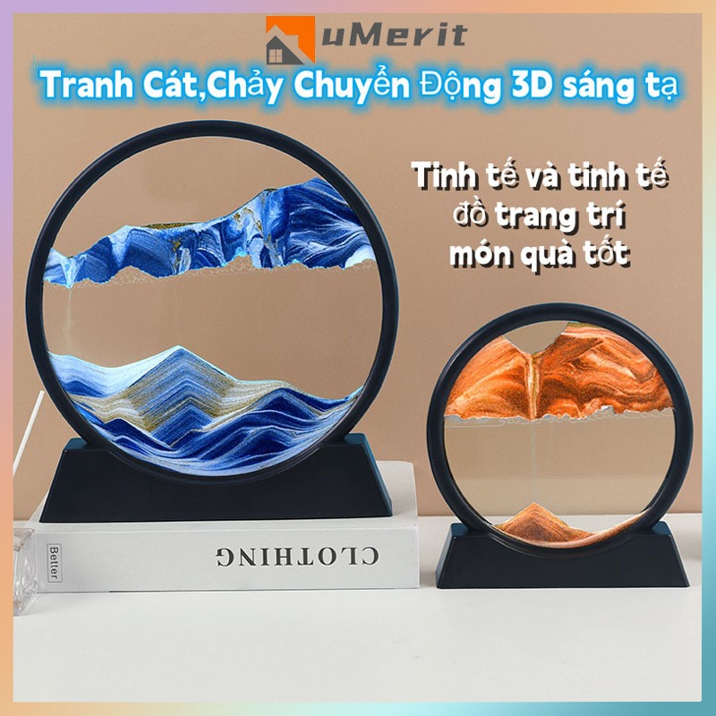 Tranh Trang Trí,Tranh Cát,Chảy Chuyển Động 3D Trang Trí đồng hồ cát để bàn decor làm việc làm quà tặng cao cấp，Tranh cát 3D đồng hồ cát