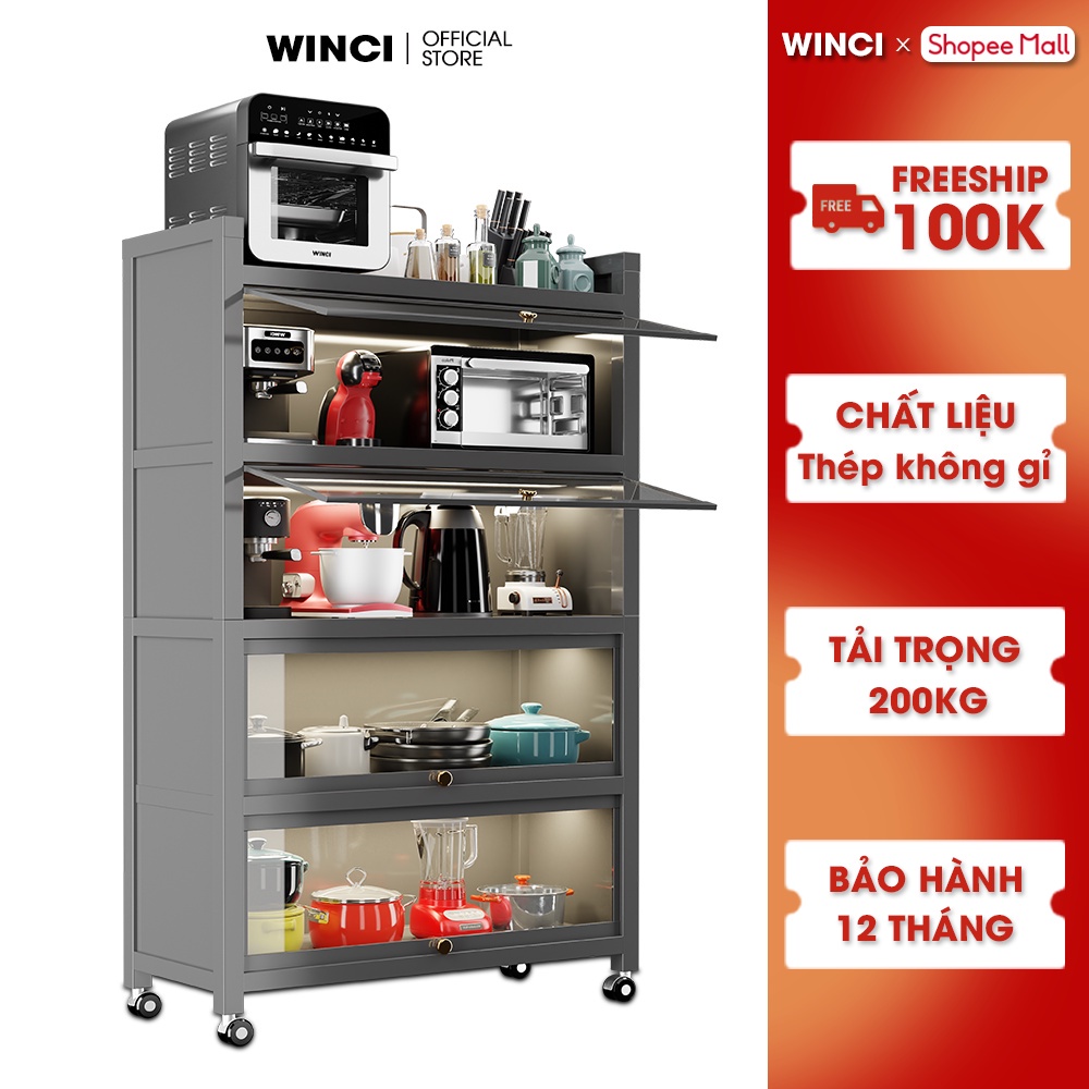 Kệ tủ đa năng nhà bếp Winci A9S, Khung thép không gỉ, sơn tĩnh điện, Bảo hành 12 tháng.