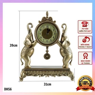Đồng hồ để bàn chất Liệu thuần đồng mặt kính cao cấp - Đồng hồ để bàn DH56 Song Tượng