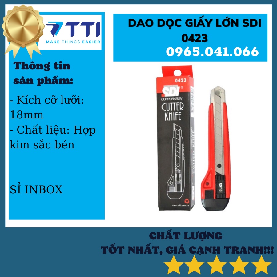 Dao rọc giấy lớn SDI 0423 độ dài 18mm hàng chính hãng