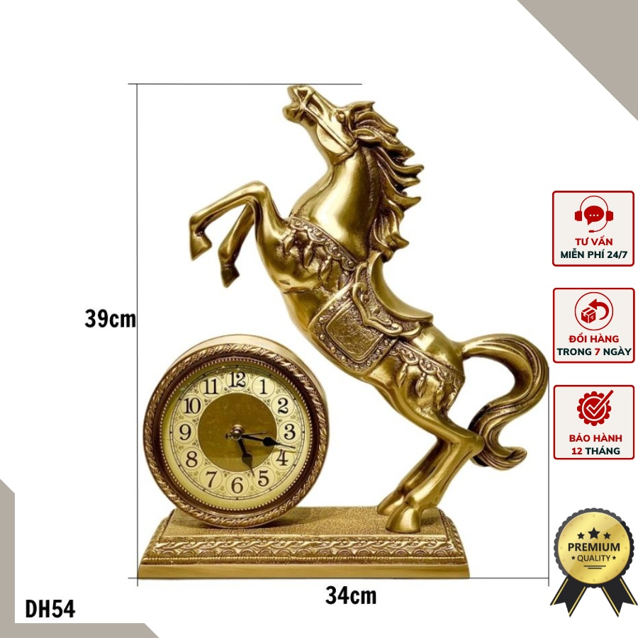 Đồng hồ để bàn con ngựa thuần đồng DH54 mag phong cách tân cổ điển sang trọng - Ngựa mang lại sự thành công.