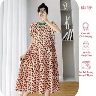 Váy bầu hoa nhí đẹp- đầm bầu thời trang mùa hè
