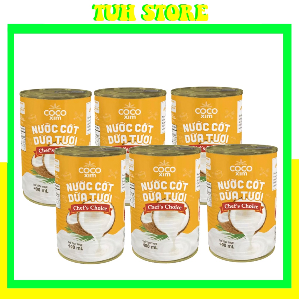 6 Lon Nước Cốt Dừa Tươi Chef's Choice Cocoxim 400ml,Chefs Choice