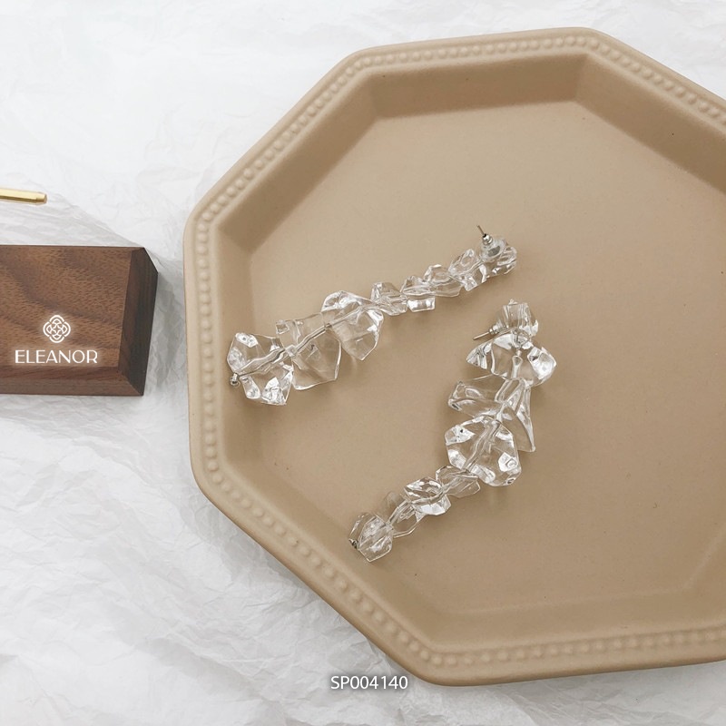 Bông tai nữ chuôi bạc 925 Eleanor Accessories hình khối băng pha lê nhân tạo phụ kiện trang sức sang chảnh 4140