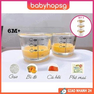 Set hộp đựng thức ăn cho bé thủy tinh cao cấp chịu nhiệt lock&lock nắp nhựa tritan llg510s3 260ml - babyhopsg