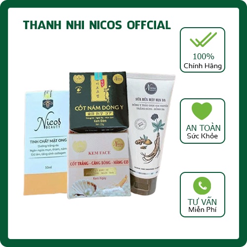 Combo Serum - Kem Nám - Sữa Rửa Mặt Ngăn Ngừa Nám Thanh Nhi Nicos