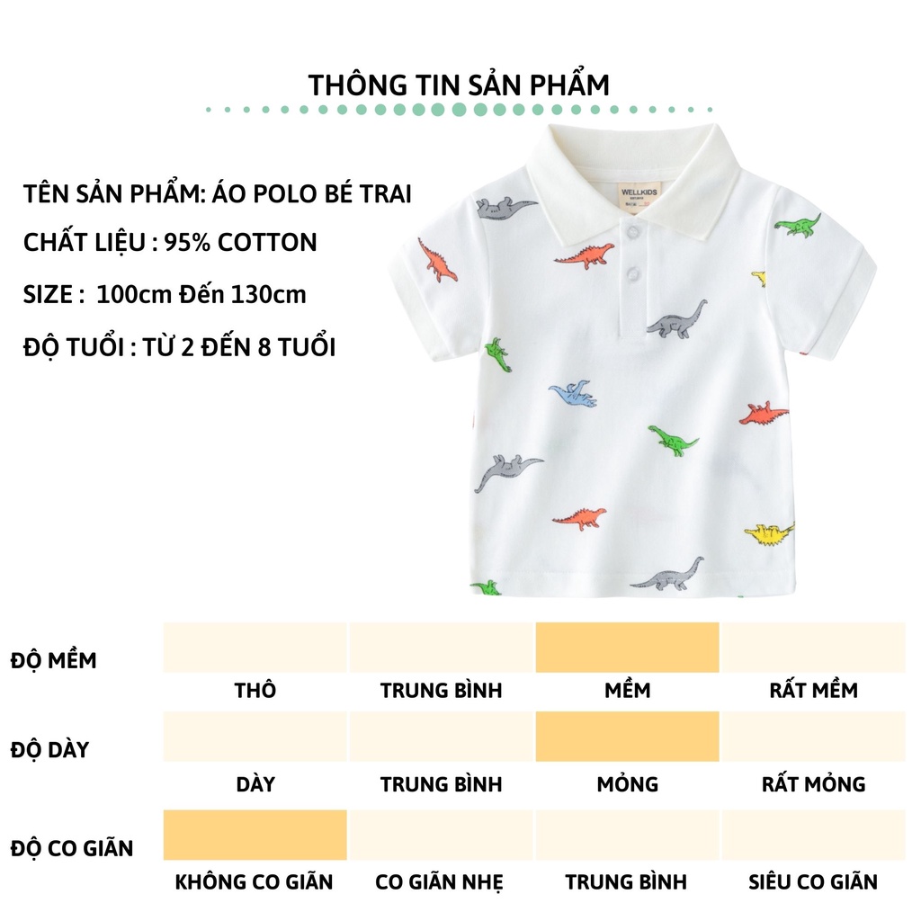 Áo Polo bé trai ngắn tay 27Kids WELLKIDS thun sơ mi cộc nam cho trẻ từ 2-8 tuổi BSPO9