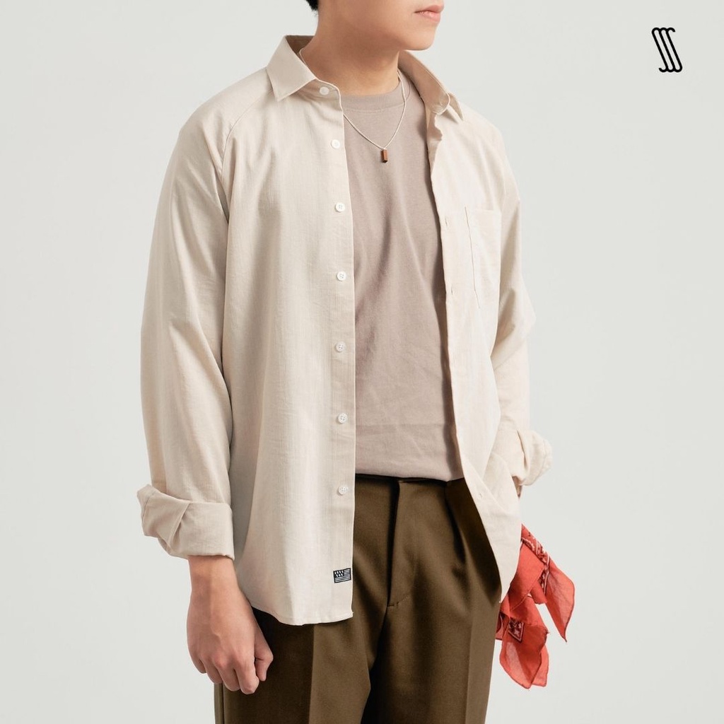 Áo sơ mi tay dài cổ đức nam SSSTUTTER linen cao cấp không nhăn thoáng mát tay raglan hàn quốc RAGLAN LINEN SHIRT ver II