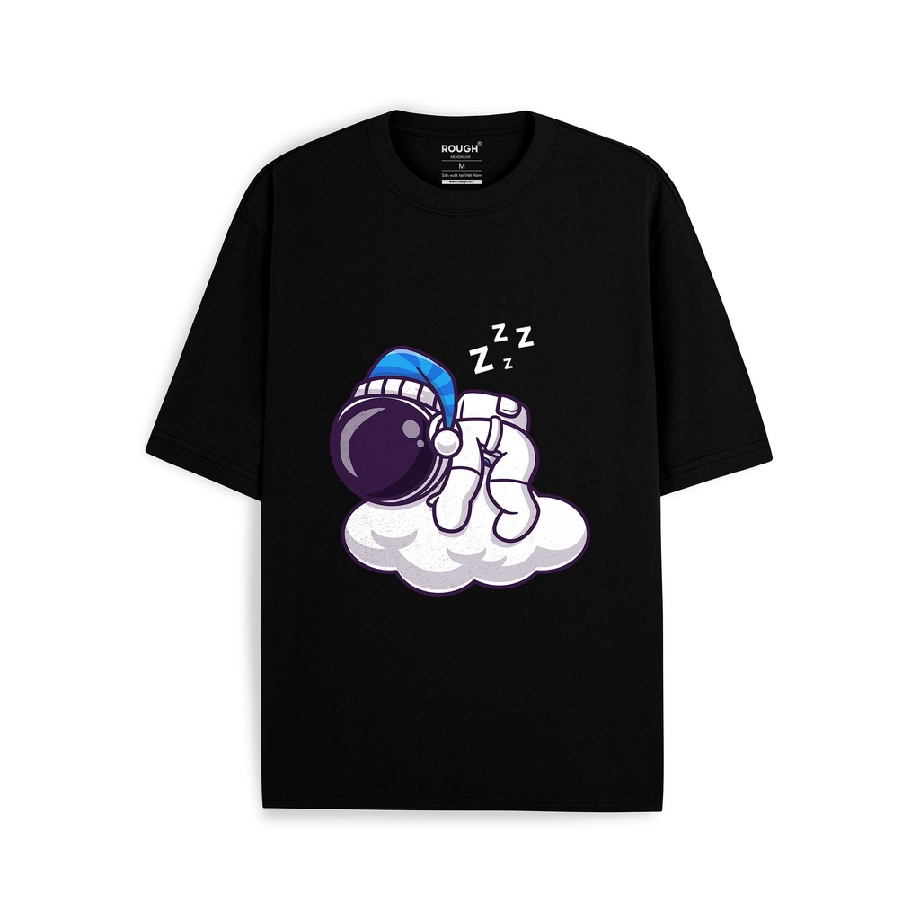 Áo thun oversize 230gsm ROUGH Black Astronaut chất cotton xịn