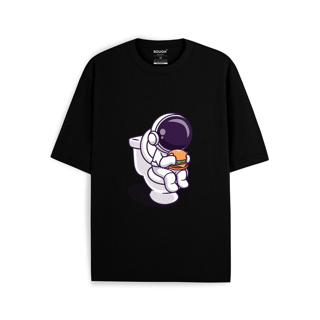 Áo thun oversize 230gsm ROUGH Black Astronaut chất cotton xịn