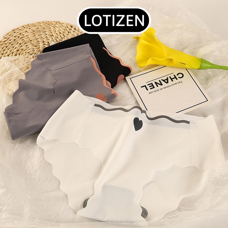 Quần lót nữ thun lạnh không đường may họa tiết trái tim 134