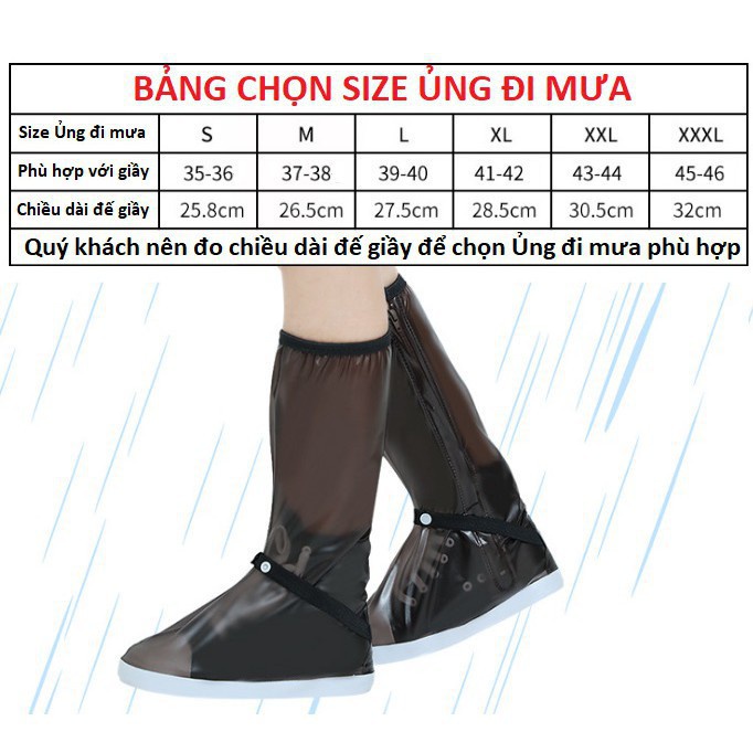 Ủng đi mưa người lớn bao bọc giày đi mưa cổ cao nam nữ giày cao su chống nước chống trượt tiện lời đủ size cao cấp SBSX