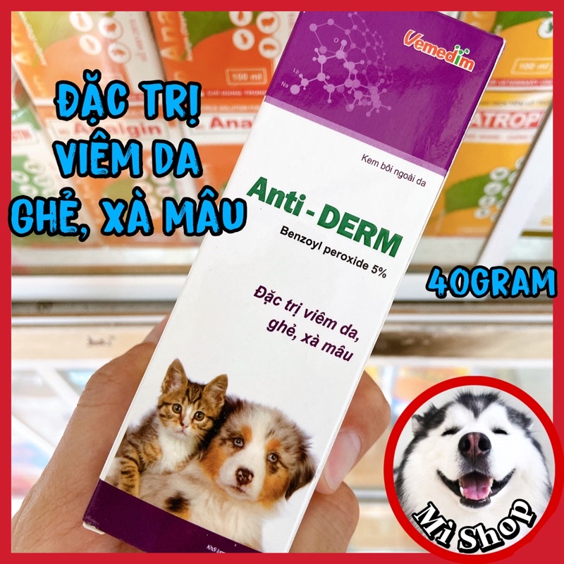 Vemedim Anti-Derm Tuýp Bôi Ghẻ, Viêm Da, Xà Mâu cho Chó, Mèo Tuýp 40g