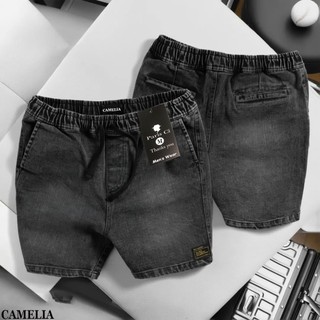 Quần short jean xám đen, form trên gối co giãn thoả mái