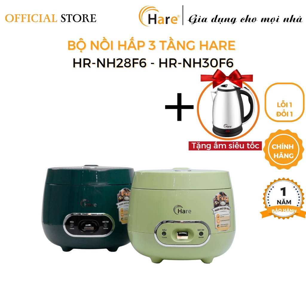 Nồi cơm điện Hare HR-ER806 (0.8L) chống dính PFLUON - thương hiệu Hare - Bảo hành 12 tháng