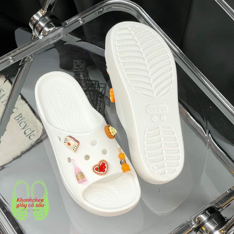 DÉP LÊ TỔ ONG CROSS CLASSIC ĐẾ CAO 3CM CHO NỮ MÀU TRẮNG TẶNG 10 STIC