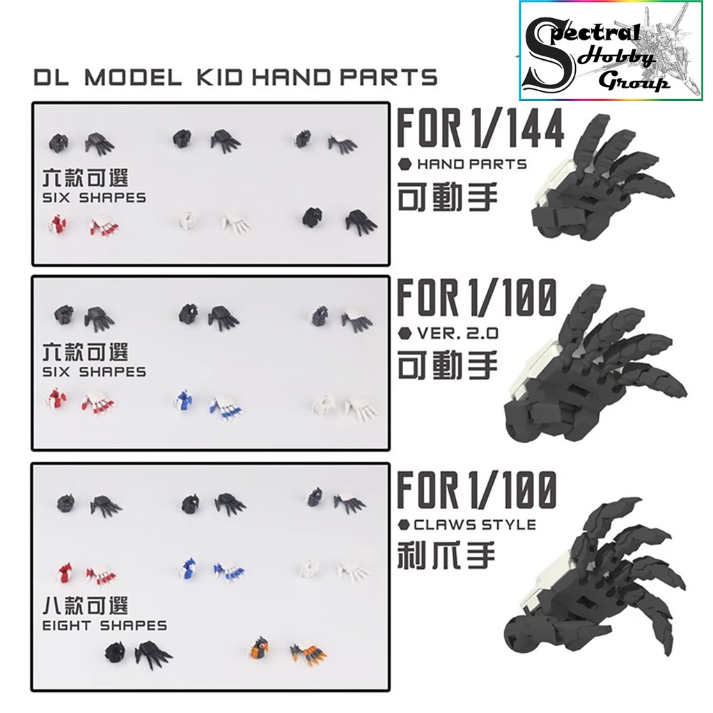 Phụ kiện lắp ráp đôi tay động 1/144 HAND SET cho HG RG - figure 1/10 1/12 dalin model