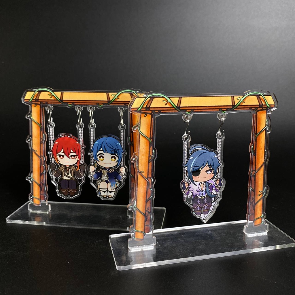 Standee Xích Đu Genshin Impact Tùy Chọn Nhân Vật Và Khung Xích Đu Mẫu 3, Mô Hình Game Acrylic Mica Trang Trí Để Bàn