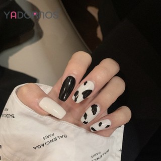 YADORNOS Set 24 móng tay giả với chiều dài trung bình có họa tiết thời trang