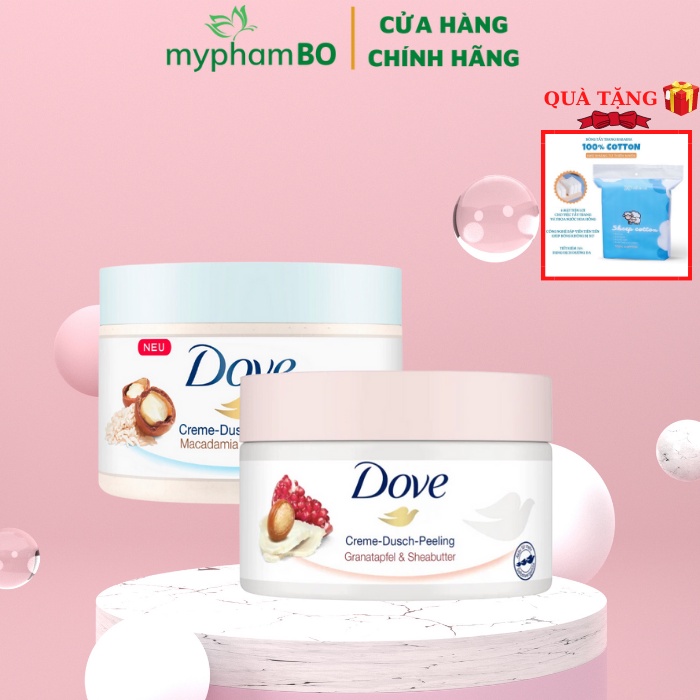 Tẩy Da Chết DOVE Body Scrub Mỹ, Đức Macca Lựu Dỏ Giúp Da Mịn Màng