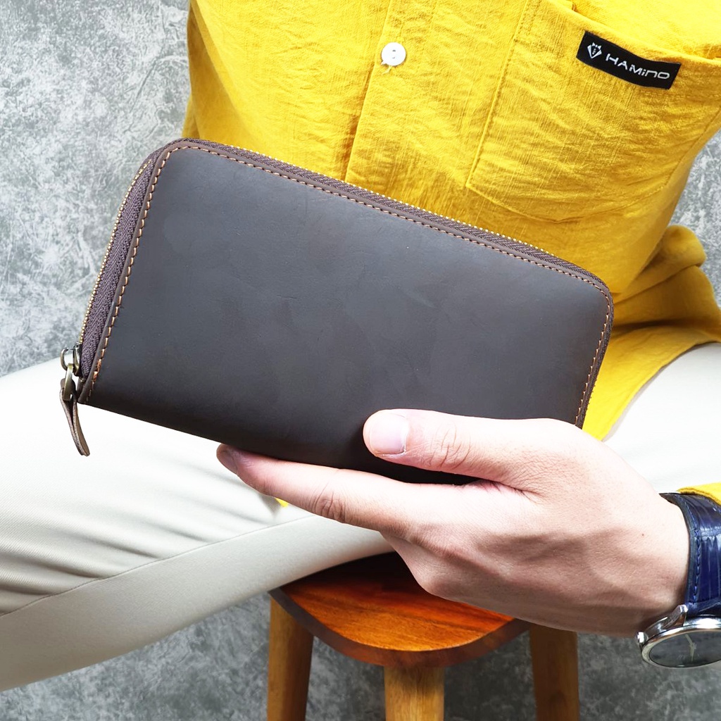 Ví dài cầm tay nam da bò sáp WL119  - BH 3 Năm, ví da nam công sở