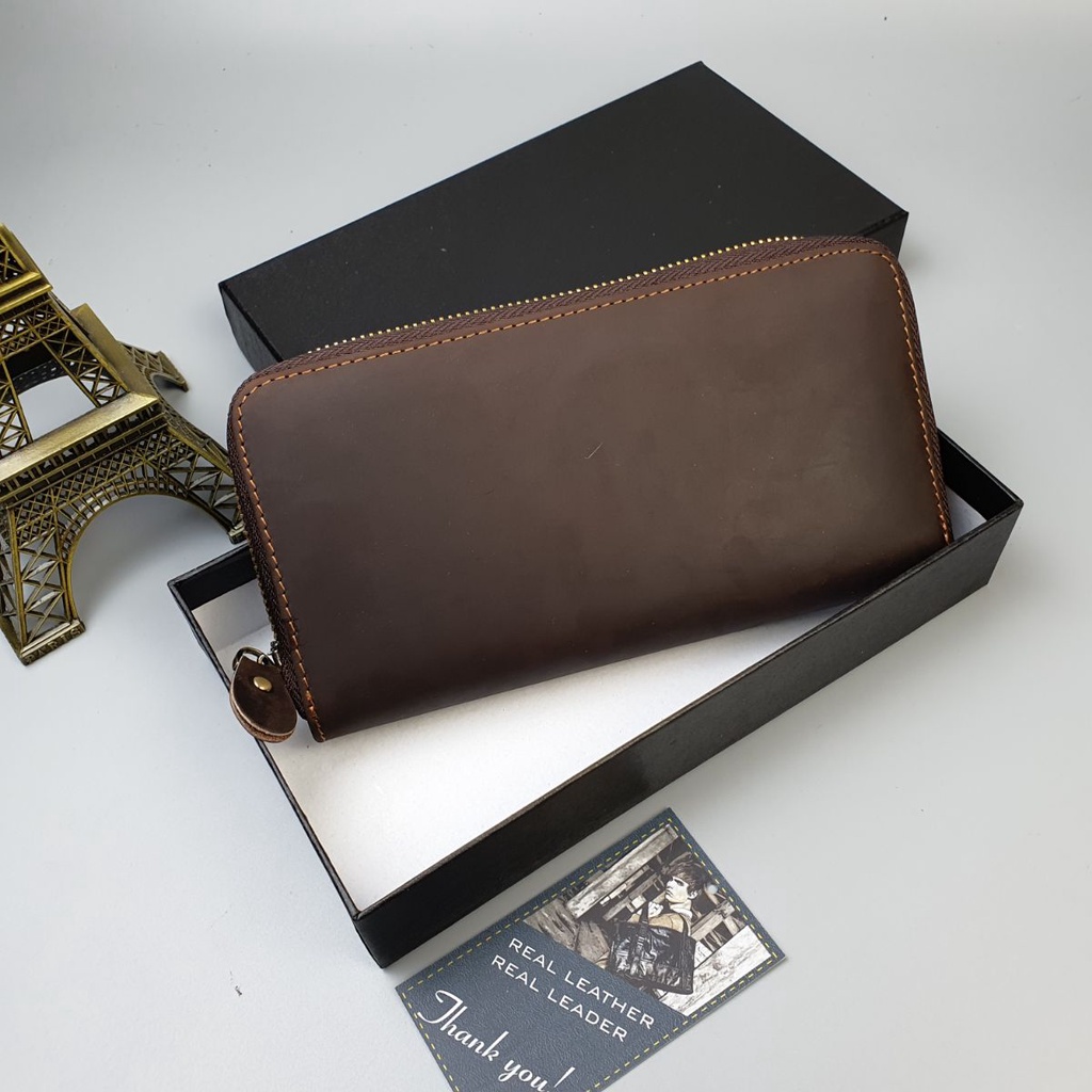 Ví dài cầm tay nam da bò sáp WL119  - BH 3 Năm, ví da nam công sở