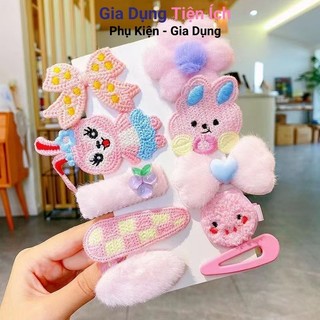 Bộ kẹp tóc 10 món, set kẹp tóc siêu dễ thương bằng lông nhung cho bé gái