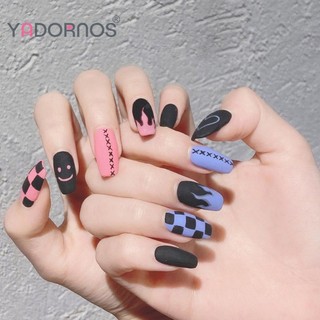 YADORNOS Set 24 Móng Tay Giả Chống Thấm Nước Họa Tiết Xinh Xắn